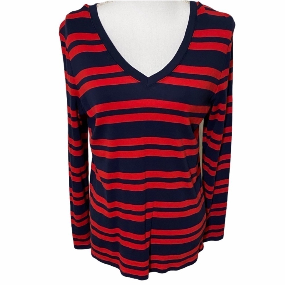 Merona long sleeve navy and red striped shirt XL